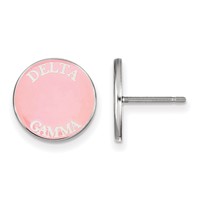 Sterling Silver Rhodium-plated LogoArt Delta Gamma Sorority Text Color Enamel Post Earrings view 1