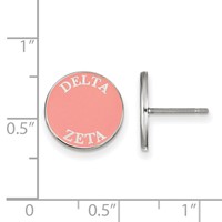 Sterling Silver Rhodium-plated LogoArt Delta Zeta Sorority Text Color Enamel Post Earrings view 2