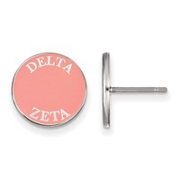 Sterling Silver Rhodium-plated LogoArt Delta Zeta Sorority Text Color Enamel Post Earrings view 1