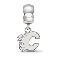 Sterling Silver Rhodium-plated Nhl LogoArt Calgary Flames Letter C Extra Small Dangle Bead view 2