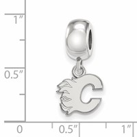Sterling Silver Rhodium-plated Nhl LogoArt Calgary Flames Letter C Extra Small Dangle Bead view 3