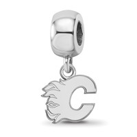Sterling Silver Rhodium-plated Nhl LogoArt Calgary Flames Letter C Extra Small Dangle Bead view 1