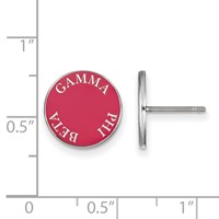 Sterling Silver Rhodium-plated LogoArt Gamma Phi Beta Sorority Text Color Enamel Post Earrings view 2