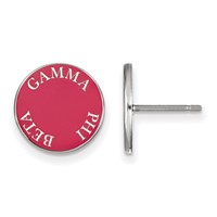Sterling Silver Rhodium-plated LogoArt Gamma Phi Beta Sorority Text Color Enamel Post Earrings view 1
