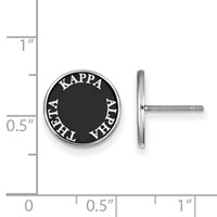 Sterling Silver Rhodium-plated LogoArt Kappa Alpha Theta Sorority Text Color Enamel Post Earrings view 2