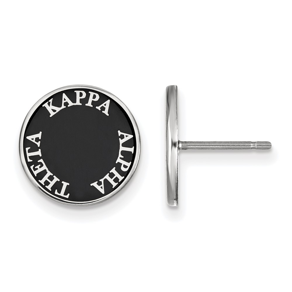 Sterling Silver Rhodium-plated LogoArt Kappa Alpha Theta Sorority Text Color Enamel Post Earrings