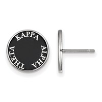 Sterling Silver Rhodium-plated LogoArt Kappa Alpha Theta Sorority Text Color Enamel Post Earrings view 1