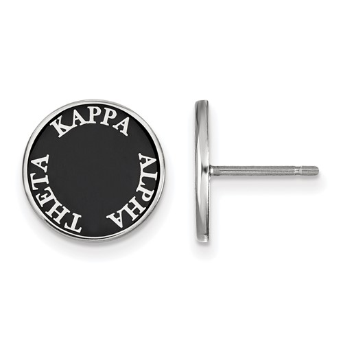 Sterling Silver Rhodium-plated LogoArt Kappa Alpha Theta Sorority Text Color Enamel Post Earrings