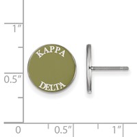 Sterling Silver Rhodium-plated LogoArt Kappa Delta Sorority Text Color Enamel Post Earrings view 2