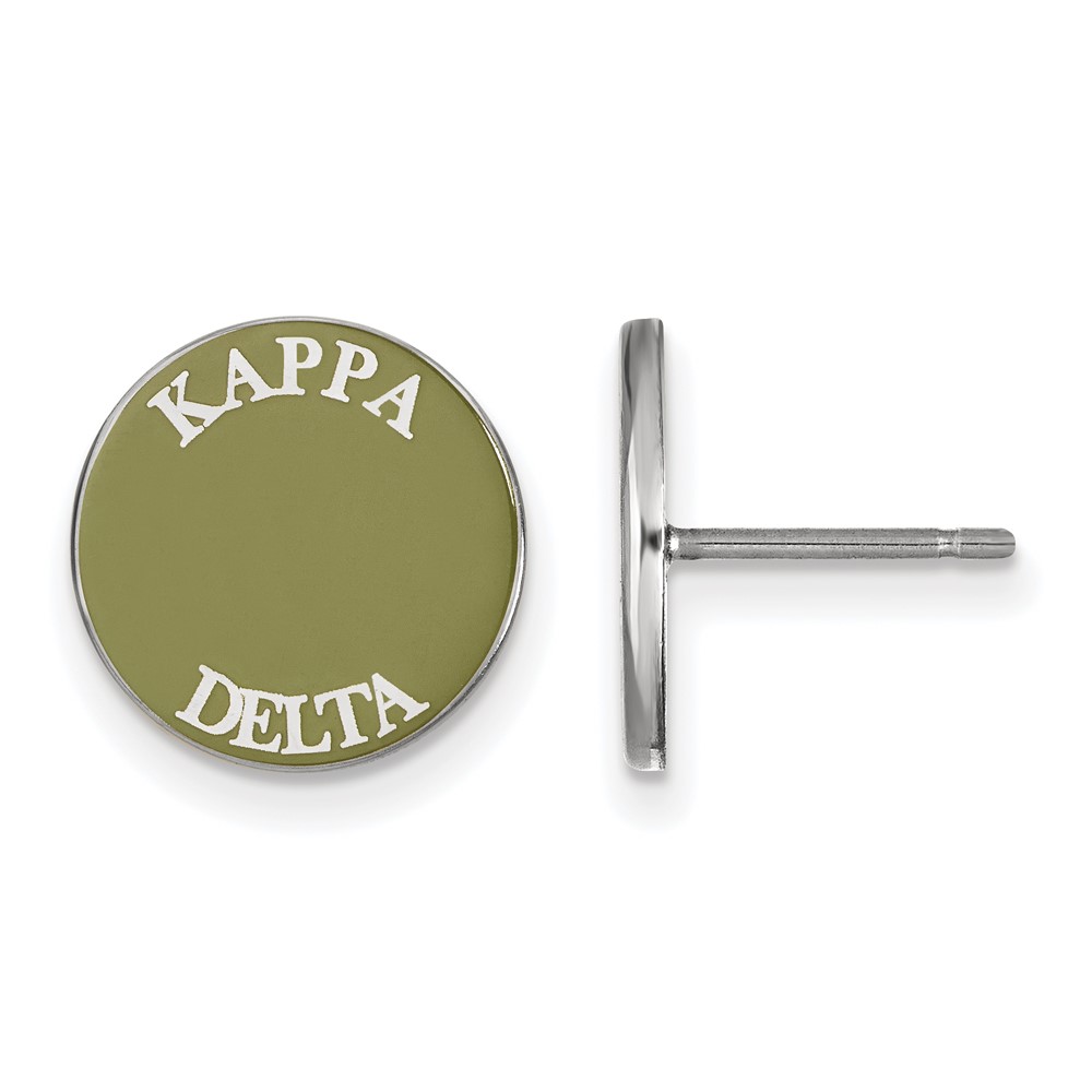 Sterling Silver Rhodium-plated LogoArt Kappa Delta Sorority Text Color Enamel Post Earrings