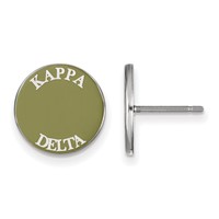 Sterling Silver Rhodium-plated LogoArt Kappa Delta Sorority Text Color Enamel Post Earrings view 1