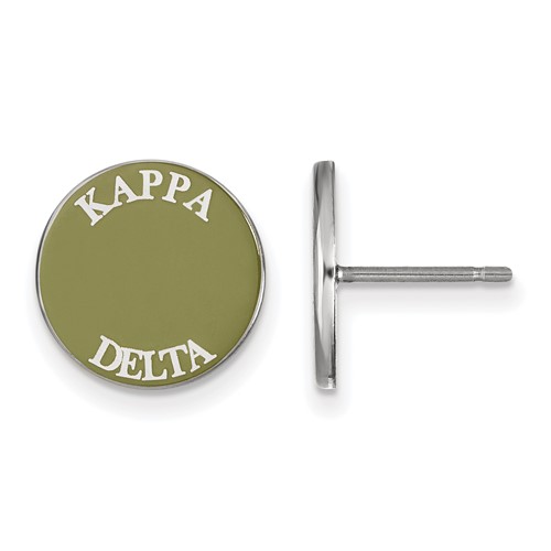 Sterling Silver Rhodium-plated LogoArt Kappa Delta Sorority Text Color Enamel Post Earrings
