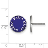 Sterling Silver Rhodium-plated LogoArt Kappa Kappa Gamma Sorority Text Color Enamel Post Earrings view 2
