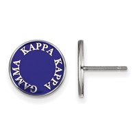 Sterling Silver Rhodium-plated LogoArt Kappa Kappa Gamma Sorority Text Color Enamel Post Earrings view 1