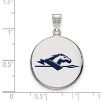 Sterling Silver Rhodium-plated LogoArt Longwood University Horse Large Enameled Disc Pendant view 2