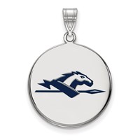 Sterling Silver Rhodium-plated LogoArt Longwood University Horse Large Enameled Disc Pendant view 1