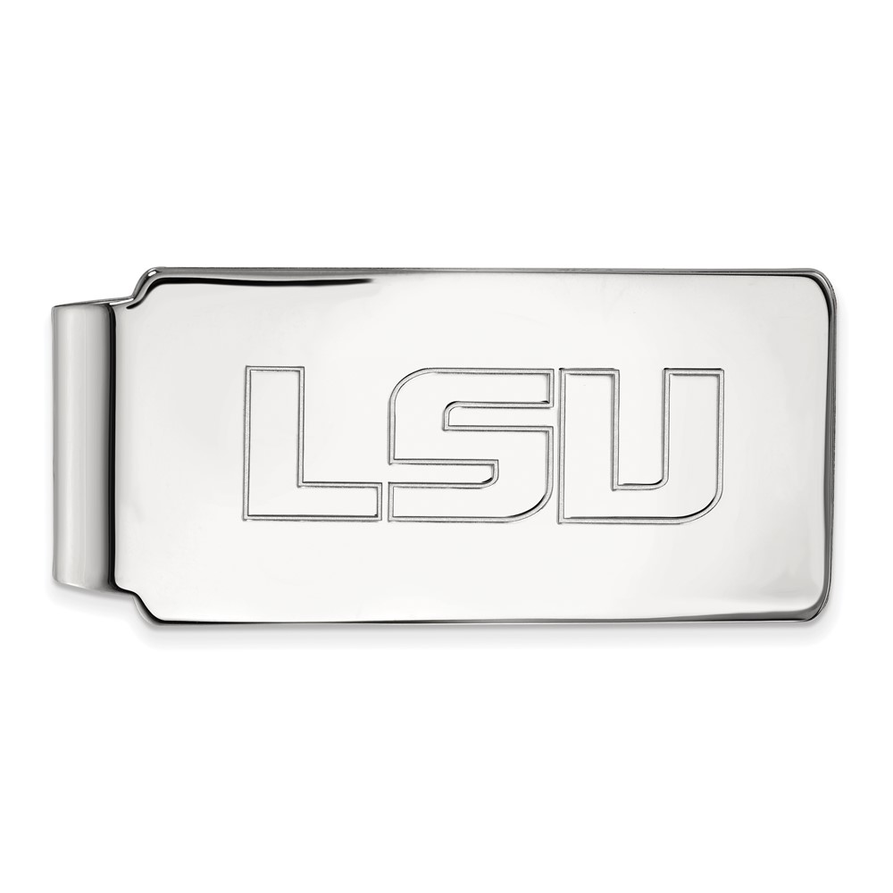 Sterling Silver Rhodium-plated LogoArt Louisiana State University L-s-u Money Clip