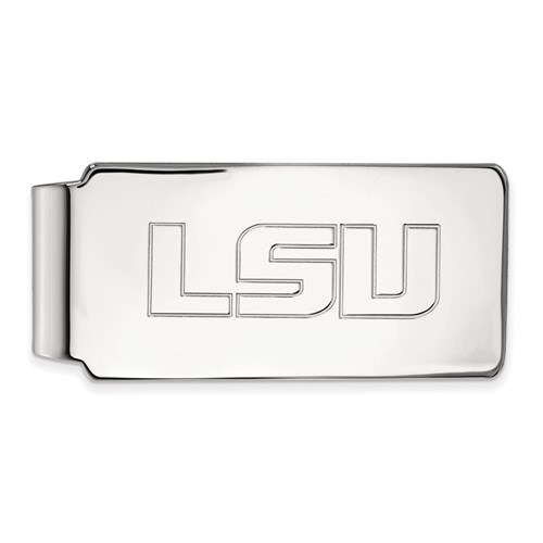 Sterling Silver Rhodium-plated LogoArt Louisiana State University L-s-u Money Clip