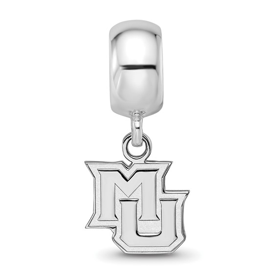 Sterling Silver Rhodium-plated LogoArt Marquette University M-U Extra Small Dangle Bead Charm