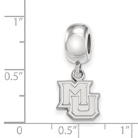 Sterling Silver Rhodium-plated LogoArt Marquette University M-u Extra Small Dangle Bead Charm view 4