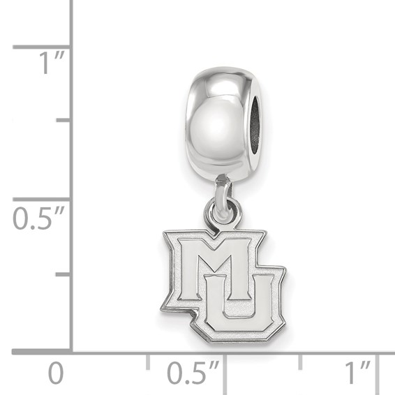 Sterling Silver Rhodium-plated LogoArt Marquette University M-U Extra Small Dangle Bead Charm