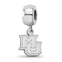 Sterling Silver Rhodium-plated LogoArt Marquette University M-u Extra Small Dangle Bead Charm view 1