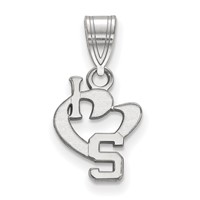 Sterling Silver Rhodium-plated LogoArt Michigan State University Small I Heart Logo Pendant view 1