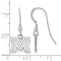 Sterling Silver Rhodium-plated LogoArt Montana State University Letter M Extra Small Dangle Wire Earrings view 2