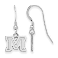 Sterling Silver Rhodium-plated LogoArt Montana State University Letter M Extra Small Dangle Wire Earrings view 1