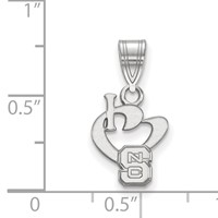 Sterling Silver Rhodium-plated LogoArt North Carolina State University Small I Heart N-c-s Pendant view 2