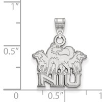Sterling Silver Rhodium-plated LogoArt Northern Illinois University N-i-u Pendant with Huskies Small view 2
