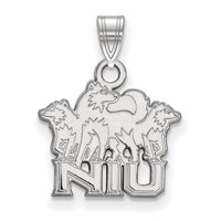 Sterling Silver Rhodium-plated LogoArt Northern Illinois University N-i-u Pendant with Huskies Small view 1