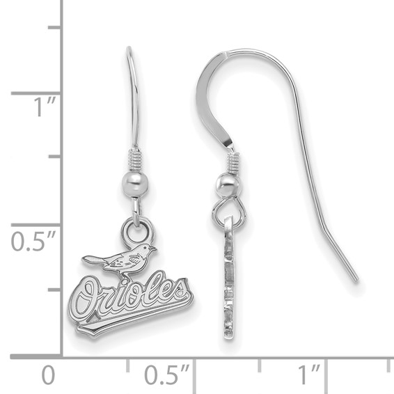 Sterling Silver Rhodium Plated Major League Baseball LogoArt Baltimore Orioles Dangle Earrings