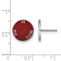 Sterling Silver Rhodium-plated LogoArt Pi Beta Phi Sorority Text Color Enamel Post Earrings view 2