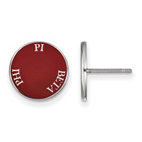 Sterling Silver Rhodium-plated LogoArt Pi Beta Phi Sorority Text Color Enamel Post Earrings view 1