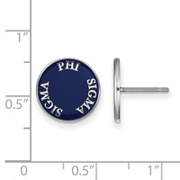 Sterling Silver Rhodium-plated LogoArt Phi Sigma Sigma Sorority Text Color Enamel Post Earrings view 2