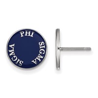 Sterling Silver Rhodium-plated LogoArt Phi Sigma Sigma Sorority Text Color Enamel Post Earrings view 1