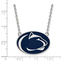Sterling Silver Rhodium-plated LogoArt Penn State University Lion Large Enameled Pendant Necklace, 18" view 2