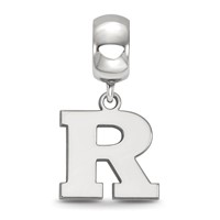 Sterling Silver Rhodium-plated LogoArt Rutgers University Letter R Small Dangle Bead Charm view 2