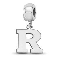 Sterling Silver Rhodium-plated LogoArt Rutgers University Letter R Small Dangle Bead Charm view 1