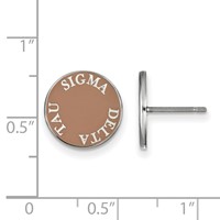 Sterling Silver Rhodium-plated LogoArt Sigma Delta Tau Sorority Text Color Enamel Post Earrings view 2