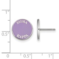 Sterling Silver Rhodium-plated LogoArt Sigma Kappa Sorority Text Color Enamel Post Earrings view 2