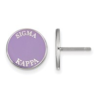 Sterling Silver Rhodium-plated LogoArt Sigma Kappa Sorority Text Color Enamel Post Earrings view 1