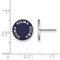 Sterling Silver Rhodium-plated LogoArt Sigma Sigma Sigma Sorority Text Color Enamel Post Earrings view 2
