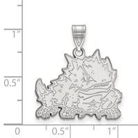 Sterling Silver Rhodium-plated LogoArt Texas Christian University Horned Frog Large Pendant view 2