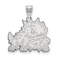 Sterling Silver Rhodium-plated LogoArt Texas Christian University Horned Frog Large Pendant view 1