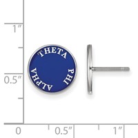 Sterling Silver Rhodium-plated LogoArt Theta Phi Alpha Sorority Text Color Enamel Post Earrings view 2