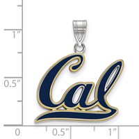 Sterling Silver Rhodium-plated LogoArt University of California Berkeley Large Enameled Pendant view 2