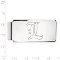 Sterling Silver Rhodium-plated LogoArt University of Louisville Letter L Money Clip view 2