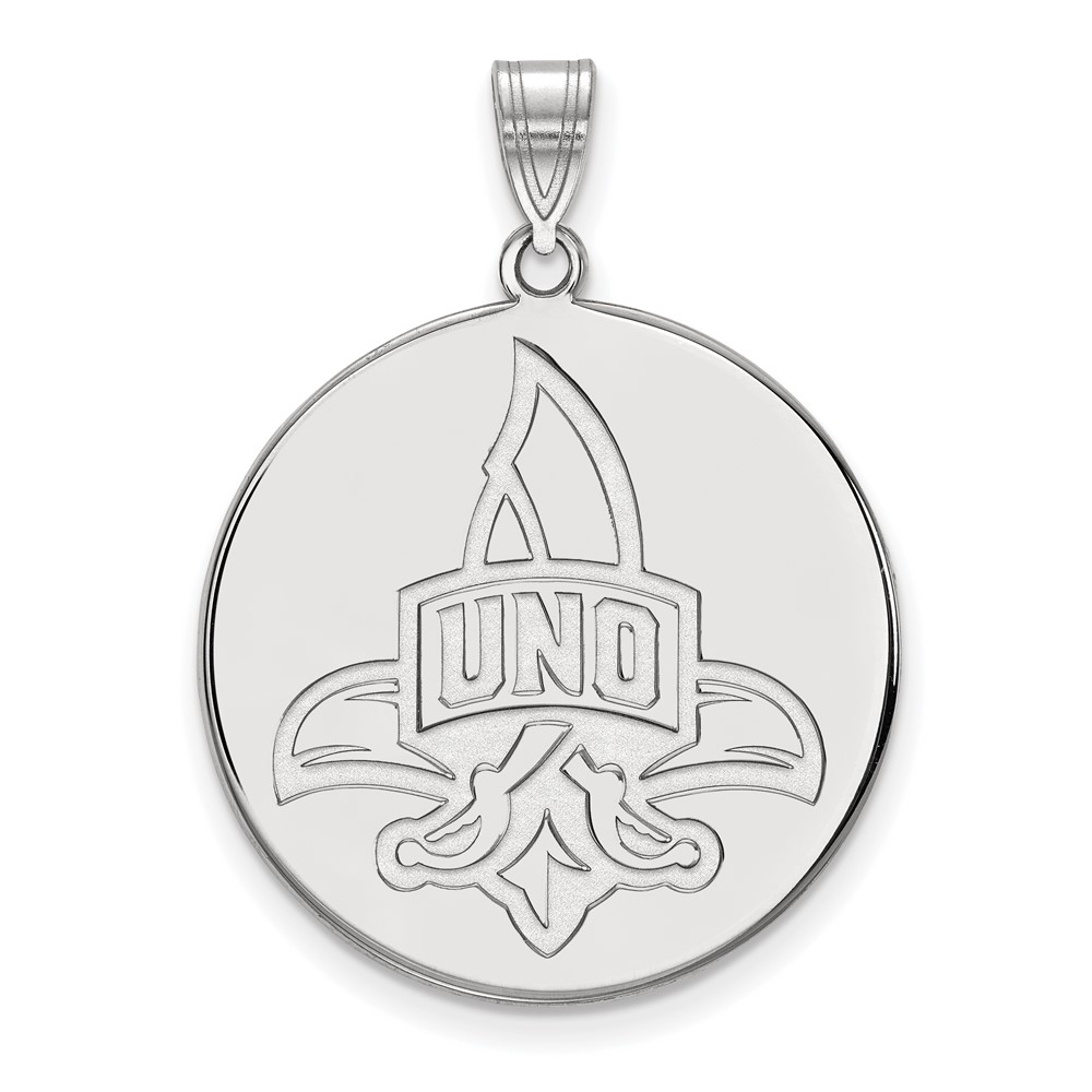 Sterling Silver Rhodium-plated LogoArt University of New Orleans U-n-o Extra Large Disc Pendant